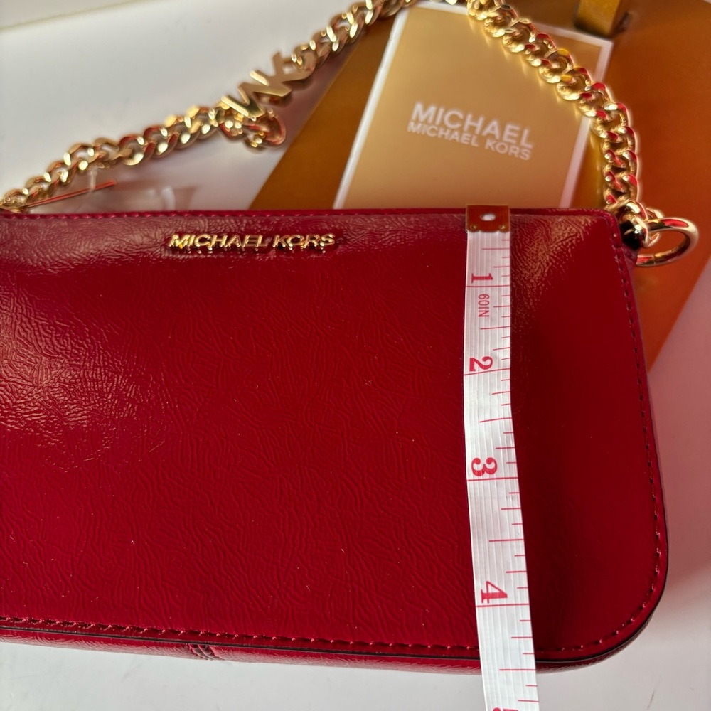 MICHAEL KORS jet set medium red leather pouchette bag NWT - Picture 10 of 10